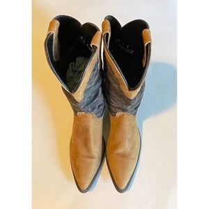 Dingo Womens Boots Size 9 M Tan Suede Leather Western Cowboy Aztec Design